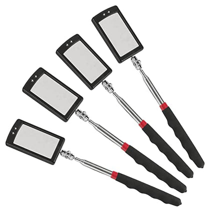 Telescoping Inspection Mirror Mechanics Mirror with 2 LED Lighted, Mirror on a Stick Handle Tool for Checking Observing Vehicle Small Parts,Present for Christmas, Birthday Everyday Carry (4 PCS) - style: 4 PCS