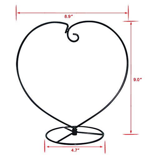 MOCOUM Ornament Display Stand, Iron Glass Ball Ornament Holder Stand for Hanging Plants, Hanging Terrarium Stand for Christmas Wedding Ornament, Home Office Decor (5pcs Black Heart Shaped)