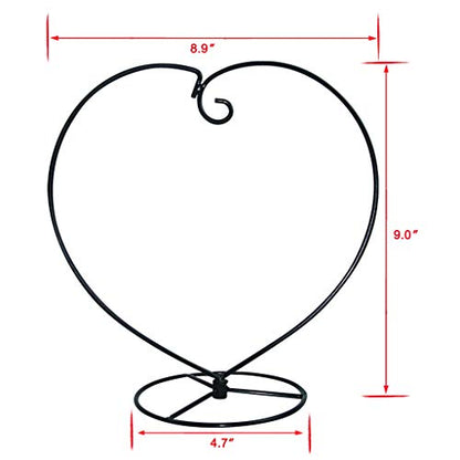 MOCOUM Ornament Display Stand, Iron Glass Ball Ornament Holder Stand for Hanging Plants, Hanging Terrarium Stand for Christmas Wedding Ornament, Home Office Decor (5pcs Black Heart Shaped)