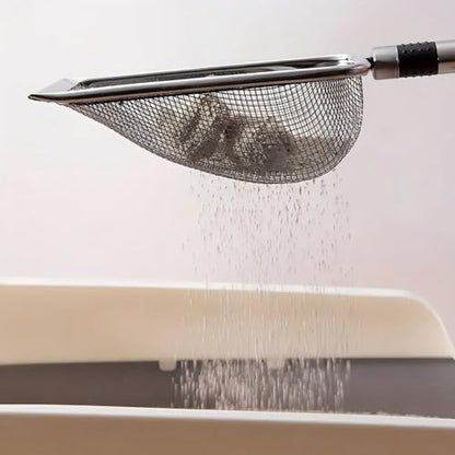 Stainless Steel Reptile Substrate Sifter, Deep Shovel Reptile Cleaner Scoop with Fine Mesh, Ergonomic Handle Reptile Waste Scooper for Gecko, Lizard, Bearded Dragon Enclosures