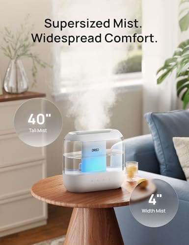 DREO 4L Humidifiers for Bedroom, 36H Runtime, 28 dB Quiet, HM311 | Easy to Refill & Clean, BPA-Free, Nightlight, Supersized Air Humidifiers for Large Room, Baby Nurseries, Plants, Indoor | Easy to Refill & Clean, BPA-Free, Nightlight, Supersized Air Humid