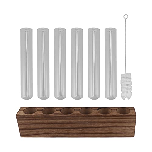 Pssopp Plant Propagation Station Glass Test Tube Plant Terrarium with Wooden Stand for Home Decor Office Living Room Garden (6 Tubes) - size: 6 Tubes
