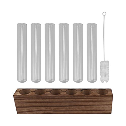 Pssopp Plant Propagation Station Glass Test Tube Plant Terrarium with Wooden Stand for Home Decor Office Living Room Garden (6 Tubes) - size: 6 Tubes