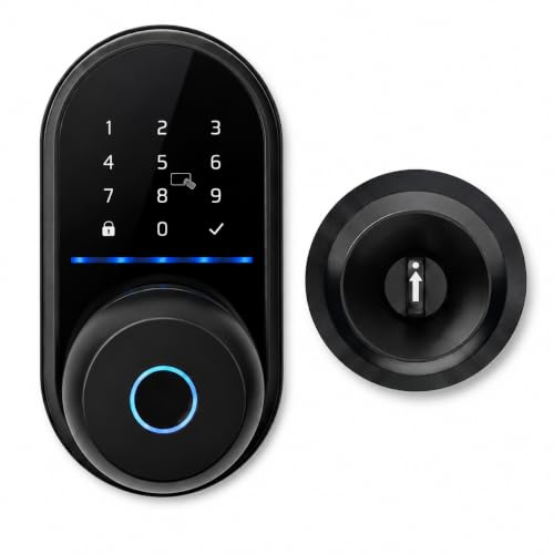 HEI LIANG Smart Door Knob with Keypad,5-in-1 Biometric Fingerprint Door Lock,Keyless Entry Door Lock for Bedroom Office Apartment,App Control,Auto Lock,Fits Standard Doors,Dark Black - color: Dark Black