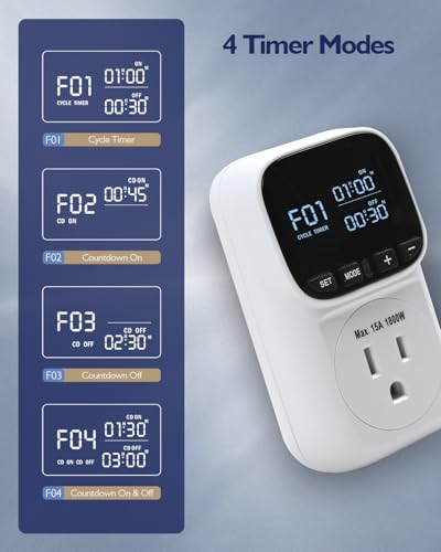 Digital Temperature Controller, Heating Cooling Thermostat Outlet | –40℉~210℉, Heavy Duty 15A 1800W Plug in Thermostat with LCD Display, Temperature Controlled Outlet for Homebrew Greenhouse - style: White