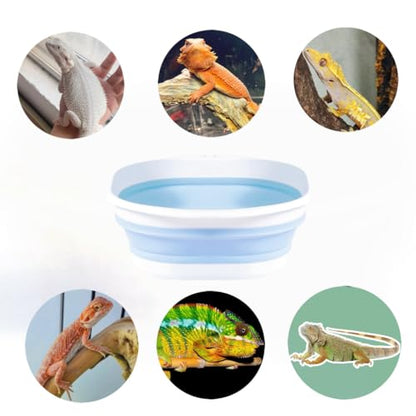 Bearded Dragon Bathtub with Brush and Towel Lizard Gecko Reptile Bath Tub | Foldable Bearded Dragon Swimming Pool , Small Animal Bathtub
