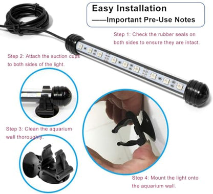 MQ 36 in Submersible LED Aquarium Light, 13W Color Changing Fish Tank Light with Remote Control, IP68 Crystal Glass 42 LEDs Lights Bar, for 38-45in Longest Side Tanks - size: 42LED-Length 36"