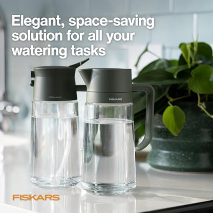 Fiskars 17oz 2-in-1 Mist & Pour Watering Can for Indoor Plants | Space-Saving Glass Plant Mister with Thumb Pump Sprayer and Spout, Boost Humidity & Soak Houseplant Roots, Modern Decor Style - size: Mist/Pour Combo