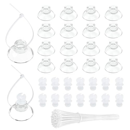 Pawfly 30 Pack Aquarium Suction Cups with Clips and Adjustable Zip Ties Cables Fish Tank Tools for Binding Moss Holding Airline Tubing Decorations Shrimp Nests and Reptile Hammocks - size: 30 Pack