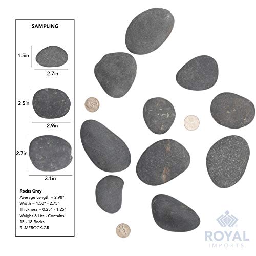 Royal Imports Flat River Rocks for Painting Craft Rocks – Grey Medium 5lbs | Vase Filler Aquarium Gravel Smooth Stones for Arts & Crafts Fish Tank Gravel, Terrariums, Home Decor DIY & Crafting Projects - size: Medium - 5 lbs