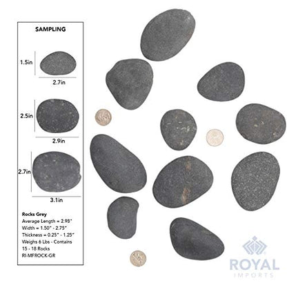 Royal Imports Flat River Rocks for Painting Craft Rocks – Grey Medium 5lbs | Vase Filler Aquarium Gravel Smooth Stones for Arts & Crafts Fish Tank Gravel, Terrariums, Home Decor DIY & Crafting Projects - size: Medium - 5 lbs