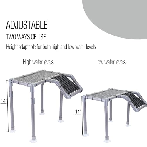 Extra Large Standing Turtle Basking Platform, 13.4" Width Turtle Basking Area with Ramp, DIY Turtle Tank Accessories, PVC Basking Dock for Aquatic Turtles for 75/90/120 Gallon - size: Extra Large