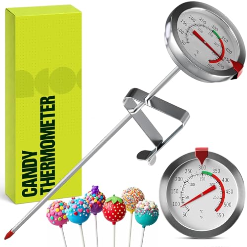 CRAFT911 Candy Thermometer with Pot Clip - Deep Fry Oil Thermometer for Frying and Candle Making (White) - color: White
