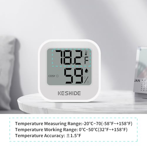 Digital Hygrometer Thermometer for Room Temperature Humidity Meter Indoor Thermometer Accuracy Calibration LCD Temperature Sensor, Bedroom, Baby Room, Office, Greenhouse, Cellar - color: White