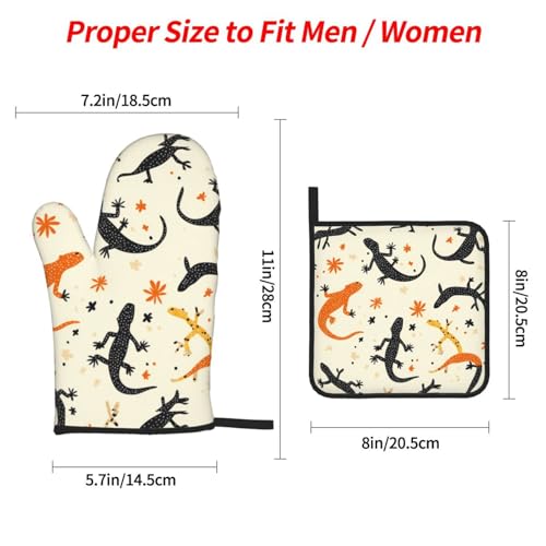 Reptile Painting Prints Kitchen Layers: Waterproof Oven Covers for Safe Handling & Easy Cleanup – 4 Piece Heat Protection Bundle