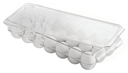 iDesign Clear Plastic Egg Holder for Fridge with Lid, 21 Egg | Storage Container, Organizer Bin - color: Clear, style: Pack of 1