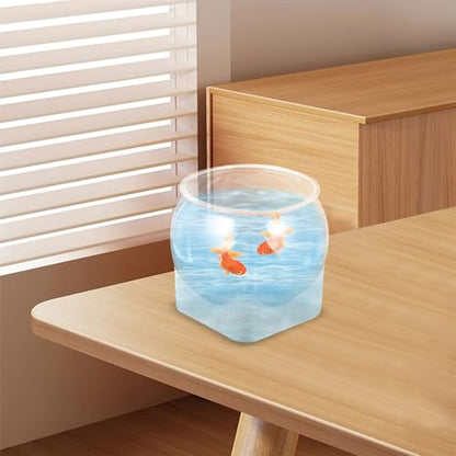 Amosfun Desktop Ecosystem Fish Bowl Aquarium Tank Plastic Tabletop Goldfish Bowl Sturdy Shatterproof Large Size for Home and Office Terrarium Container