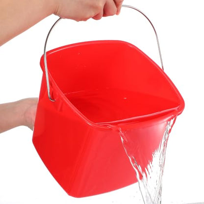 4 Pack Small Cleaning Pail, Square Detergent Bucket with Spout and Handle for Home, Offices, School, Commercial Use