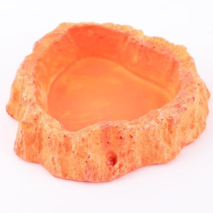 Reptile Feeding Bowl with Skid-Resistant Base, Simulation Food and Water Dish for Lizards and Turtles, Sturdy Plastic Terrarium Feeder for Crawling Pets and Amphibians