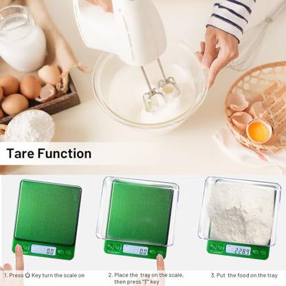 Fuzion Small Gram Scale 3000g, Digital Kitchen Food Scale, Gram and Ounce | Ombré, 0.1g Accuracy, 6 Modes, 2 Trays Included, Tare, Piece Counting, For Food, Coffee, Cooking, Herb, Reptiles, Coins - color: Ombré Purple-Green