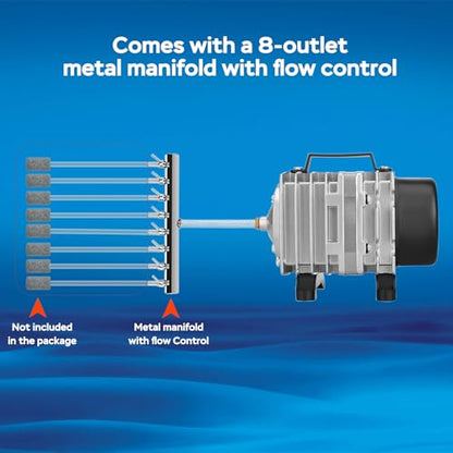 AquaMiracle Aquarium Air Pump Commercial Air Pump with Aluminum Housing, 600/1000/1200/1750GPH Fish Tank Bubbler Pond Aerator for Aquariums, Ponds, Hydroponics - style: 120W-1750GPH