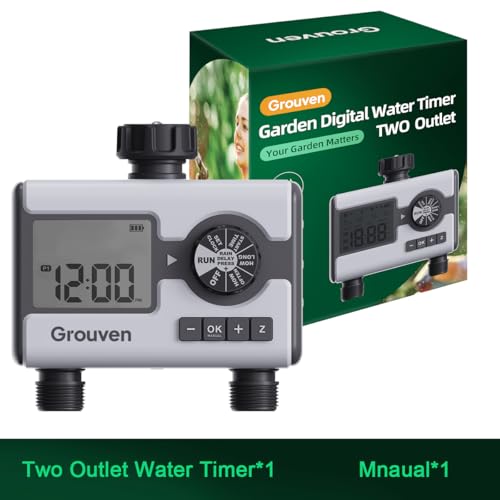 Garden Sprinkler Hose Timer Automatic Watering System 2 Outlet | with Rain Delay, Manual, Hose Timer Programmable Faucet Timer for Yard Lawn Pool - style: 2 outlets