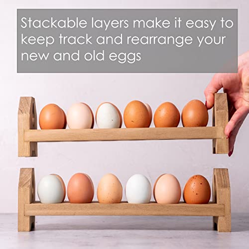 Farmhouse Stackable Wood Egg Holder - Fresh Egg Storage (2)