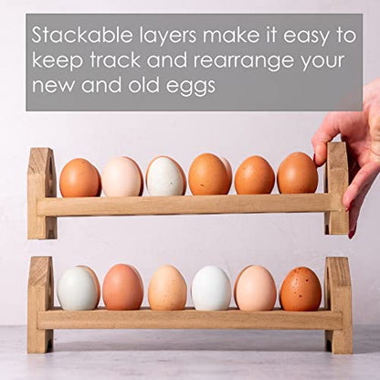 Farmhouse Stackable Wood Egg Holder - Fresh Egg Storage (2)