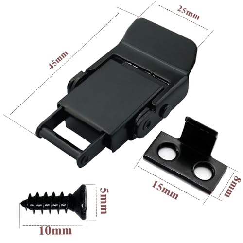 Stainless Steel Spring Loaded Black Draw Latches & Tension Latches Toggle Hasp Clamp Toggle Latch Clamp Mini Latch for LED Display Box Wooden Case Toolboxes Latch Lock with Screws 2 PCS - size: 2 Pack
