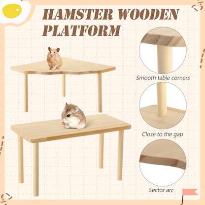 BreezeHug 4 Pcs Hamster Cage Accessories Hamster Platform Hideout Wooden Tunnel Ladder Playhouse Game Climbing Toy with Platform for Pets Dwarf Syrian Mice Degus Gerbils Squirrel(Cloud) - style: Cloud