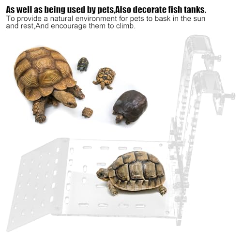 Zerodis Turtle Basking, Transparent Tortoise Resting Terrace Aquatic Reptile Basking Turtle Hanging Ramp Climbing Shelf for Aquarium(TC) - color: Tc