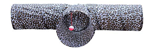 3 Way Cat Tunnel. Extra Large 12 Inch Diameter and Extra Long. A Big Collapsible Play Toy. Wide Pet Tunnel Tube for Rabbits, Kittens, Large Cats, and Dogs (Animal Print) - color: Animal Print