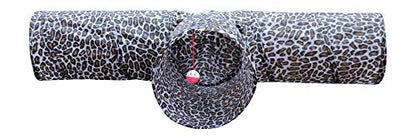 3 Way Cat Tunnel. Extra Large 12 Inch Diameter and Extra Long. A Big Collapsible Play Toy. Wide Pet Tunnel Tube for Rabbits, Kittens, Large Cats, and Dogs (Animal Print) - color: Animal Print