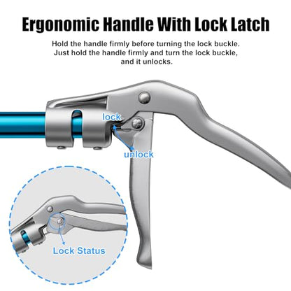 60" Snake Tongs, Professional Aluminum Alloy Standard Reptile Grabber Reacher | Snake Catcher Wide Jaw Handling Tool for Outdoor, Garden, and Emergency Use