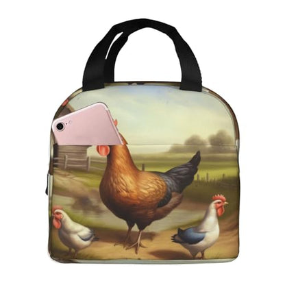 Insulated Lunch Bag Farm poultry Lunch Box for Women Men Reusable Leakproof Lunch Cooler Bag for Office Picnic - color: Farm Poultry