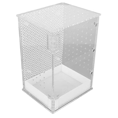 Acrylic Reptile Terrarium Tank Paludarium Habitat Tank with Magnetic Door Ventilation Holes for Tarantula Frog Leopard Gecko (S) - size: S