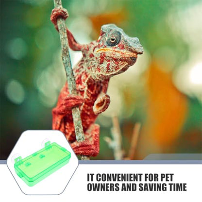 Reptile Feeding Trough and Water Dish with Anti-Escape Design, Large Green Non-Escape Food Bowl for Bearded Dragons, Geckos, Snakes, Suitable for Terrariums and Reptile Tanks