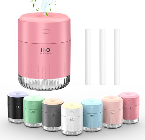 Colorful Mini Humidifier, USB Rechargeable Humidifier, 4 Modes Super Quiet, Humidifiers For Bedroom,Suitable For Travel Office Family-Rose Pink - color: Rose Pink