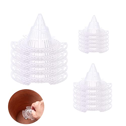 15 Pack Flower Pot Hole Mesh Pad Plastic Cone Bottom Grid Gasket Drain Mat Cover Drainage Screen for Plants Bonsai Gardening Breathable Hydrophobic Anti-Rot Root Prevent Soil Leakage