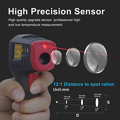 UNI-T Infrared ir high Temperature Thermal Gun for Cooking Automotive, -58°F~932°F Non Contact Thermometer Pyrometer for Pizza Oven Griddle Food Meat Surface Laser Temp Gun Gauge UT306C