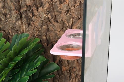 Crested Gecko Feeding Ledge with 10PCS Gecko Food Dish - Pink - color: Pink