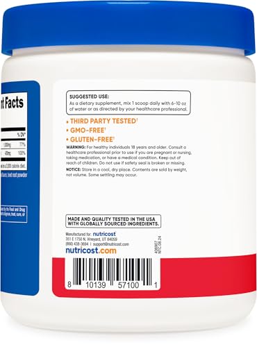 Nutricost Calcium Magnesium Powder (Fruit Punch) 30 Servings | Bone Support, GMO-Free, Gluten Free, from Calcium Citrate and Magnesium Citrate - size: 10.8 Ounce (Pack of 1)