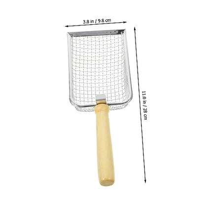 Mikikit Cat Litter Scoop with Wood Handle Ergonomic Design for Easy Pet Waste Cleaning for Reptile Terrariums and Animals Durable and Wear Litter
