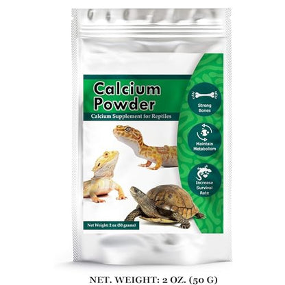 CoCoo Reptile Calcium Powder, Ideal for Leopard Geckos, Chameleons, Iguanas, Turtles, Chicken & Dog, Avoid Vitamin D3 Overdose in Bearded Dragons, Lizards Love It, Energy-Rich Additional Feed, 2 oz.