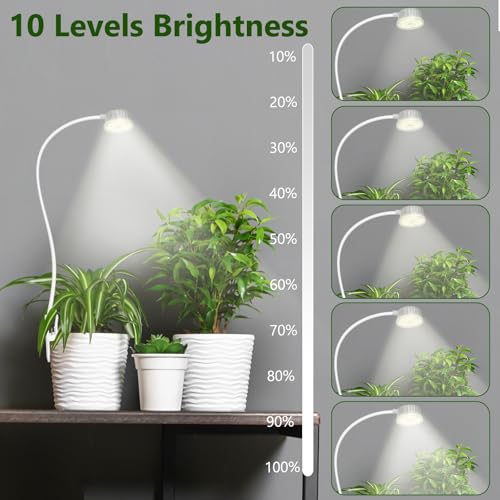Shyineyou Small Grow Lights for Indoor Plants Full Spectrum,Plant Lights for Indoor Growing, Clip on Plant Grow Light with 3/9/12H Timer for Succulents,Small Plants, 2-Pack - size: 2P