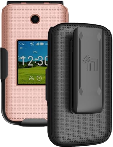 Holster Combo for Cricket Debut Flex Flip Phone Case Belt Clip - Rose Gold | Also Fits AT&T Cingular Flex 2, For Model U1030AA or U1030AC via 2023 - color: Rose Gold