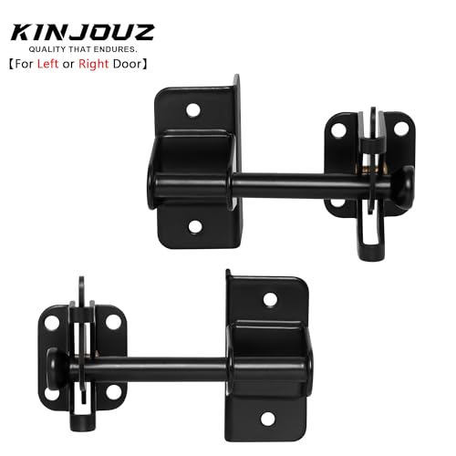 Self Locking Gate Latch for Wooden Fence, Automatic Gravity Latch | For Wood Metal Gate, Heavy Duty Gate Hardware Door Lock for Outdoor Pool, Garden Shed, Black