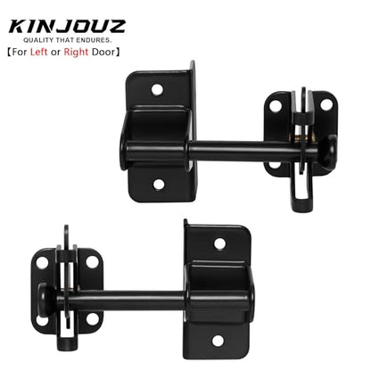 Self Locking Gate Latch for Wooden Fence, Automatic Gravity Latch | For Wood Metal Gate, Heavy Duty Gate Hardware Door Lock for Outdoor Pool, Garden Shed, Black