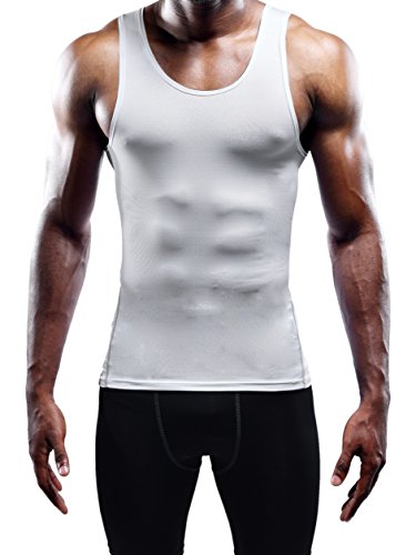NELEUS Men's 3 Pack Athletic Compression Under Base Layer Sport Tank Top - color: 01# 3 Pack:black,grey,white, size: X-Large