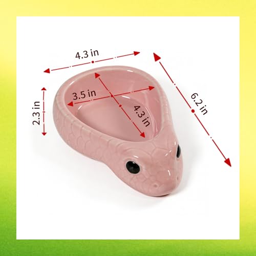Reptile Water Dish, Ceramic Snake Water Bowl, Pink | For Snake, Leopard Gecko, Bearded Dragon and Lizard, Bathing Pool, Food Feeding Dish, Terrarium Tank Accessories - color: Pink